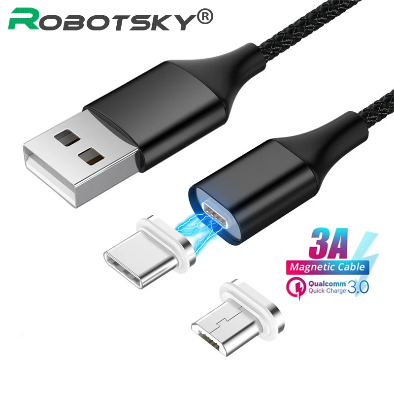 3а нейлоновый Магнитный USB кабель Быстрый Micro usb type C кабель для зарядки телефона Магнитный кабель для samsung Galaxy