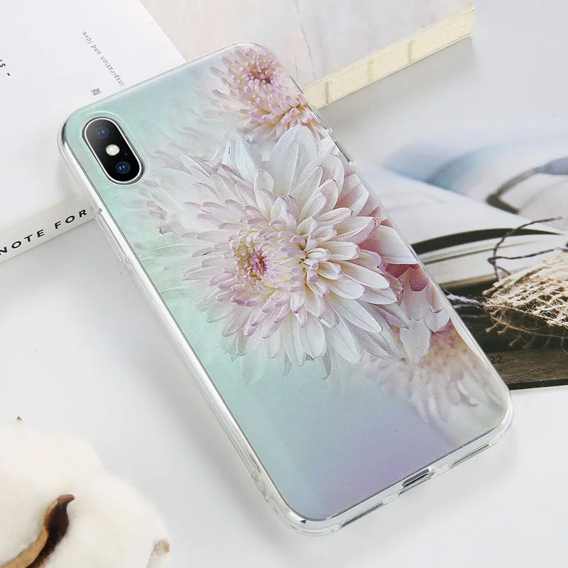 AC5549 USLION розы силиконовый чехол для телефона для iphone X XR XS Max Цветочные листья чехол s для iphone 7 8 6 6S Plus Мягкий ТПУ задняя крышка - Цвет: AC5549