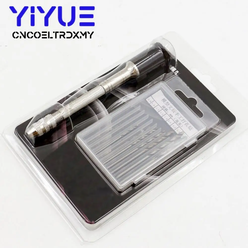 0 3 мм мини микро стальная ручная дрель с бесключевым патроном + 10 шт. спиральное