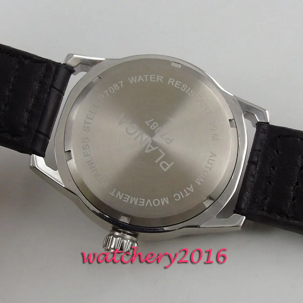 Мужские часы из нержавеющей стали с черным циферблатом и желтым 43 мм | Наручные