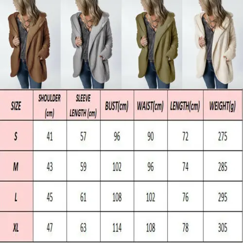 HOT Autumn Women's Long Sleeve Oversized Casual Loose Solid Hooded Knitted Sweater Plush Warm Cardigan Outwear Top |