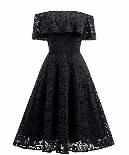 Черный Angelsbridep 1950 S v-образным вырезом с коротким Бальные платья Sexy v-образным вырезом Кепки плеча Кружево высокое качество 8th Класс Вечерние платья Лидер продаж - Цвет: Черный