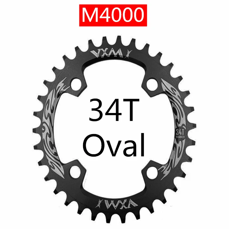 M4000 34T Black Oval Велосипедная Звездочка VXM 96BCD 30 T/32 T/34 T/36 T/38 T, узкая широкая круглая овальная велосипедная звездочка, велосипедная круглая шатунная пластина, запчасти для велосипеда - Цвет: M4000 34T Black Oval