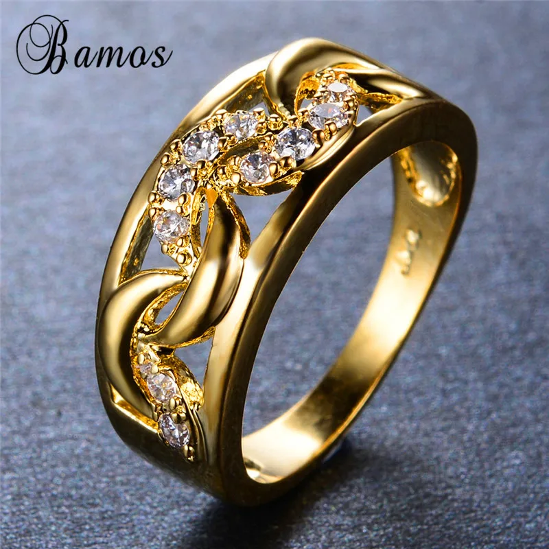 Bamos королевские геометрические желтое золото заполненная Луна Форма обручальные