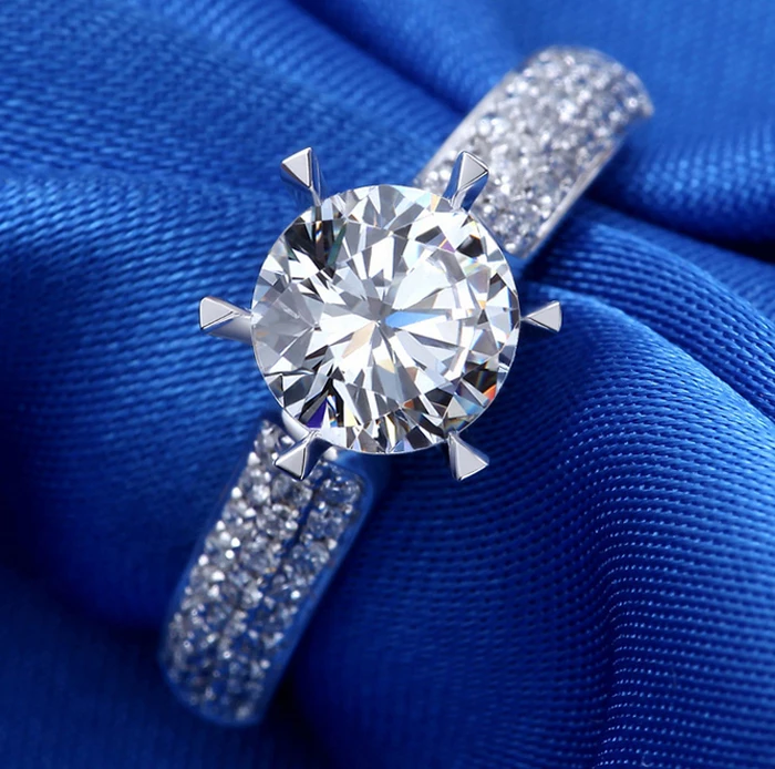 Скидка 95%! YINHED 2ct круглое обручальное кольцо SONA CZ настоящее 925 пробы серебряные