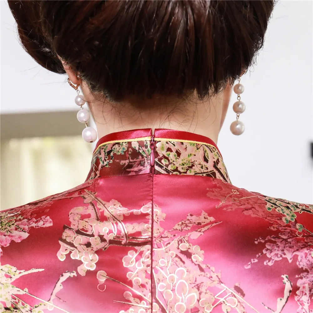 Шанхай история цветочный Cheongsam рубашка Qipao топ с коротким рукавом Китайский традиционный топ из искусственного шелка китайская блузка для женщин