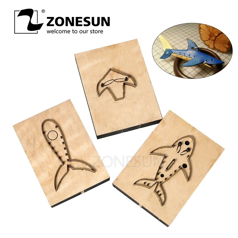 ZONESUN высечка из кожи акулы Сделай Сам брелок для ключей вырезанный деревянный