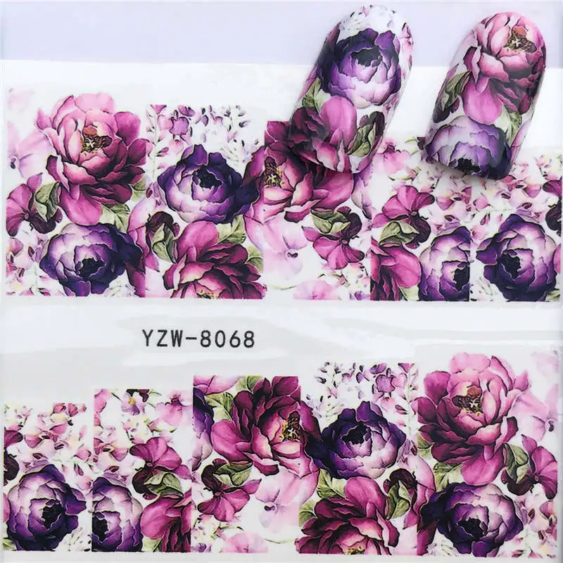 YZW-8068 LCJ 1 лист милый кот узор дизайн ногтей Фольга переводные наклейки водные переводные наклейки 3D декоративный Маникюр Инструменты - Цвет: YZW-8068