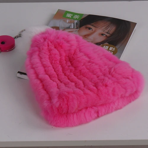 PINK Зимний Русский детский Настоящий мех кролика шапочки, шапка для детей, вязаная хорошая эластичная шапка из натурального меха, теплые мягкие детские шапки из натурального меха - Цвет: PINK