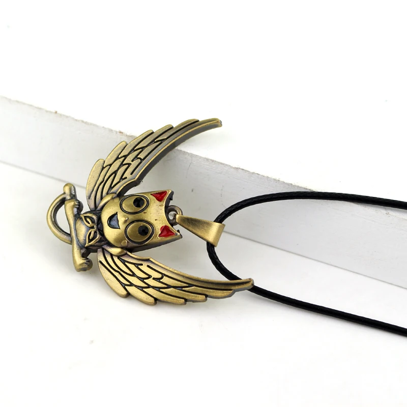 Anime Fairy Tail Necklace Alloy Cat with Wings Necklaces&ampPendant Naz and Lucy Habi Cosplay Bronze Pendant Necklaces for Women-30 |