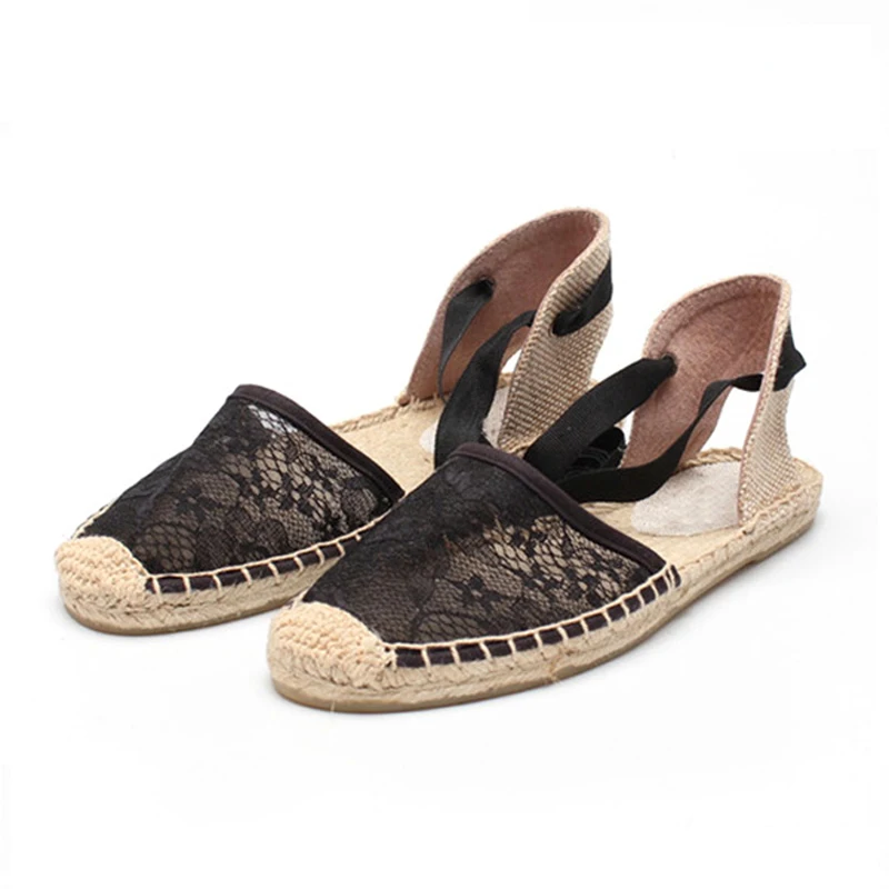 

DZYM women lace flat espadrilles, espadrilles sandals