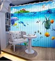 high quality costom beautiful photo underwater dolphin fish 3d bathroom shower curtain curtains for bedroom 3d curtain