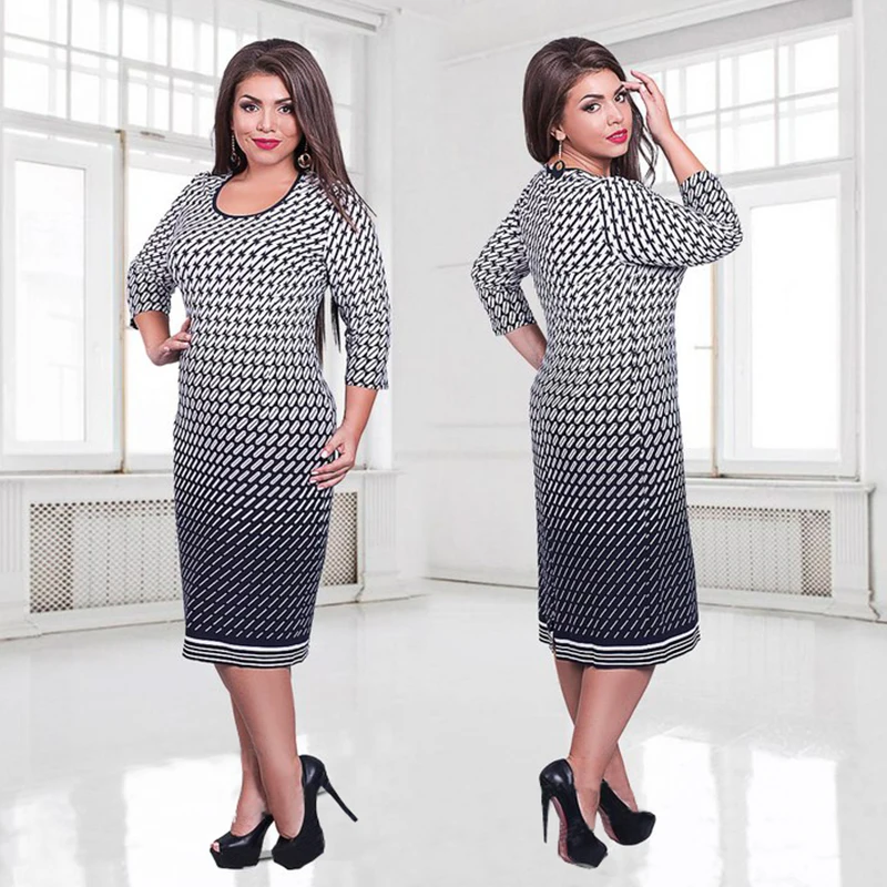 Осень зима 2019 модное элегантное свободное женское платье большого размера