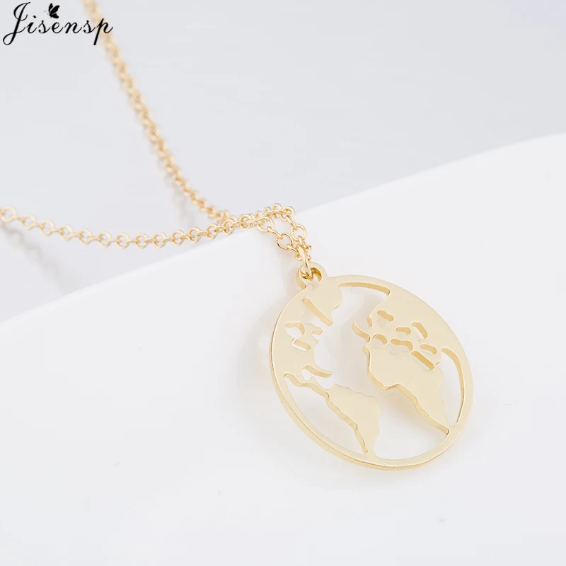 Jisensp винтажное ожерелье с подвеской в виде карты мира уникальный дизайн земли