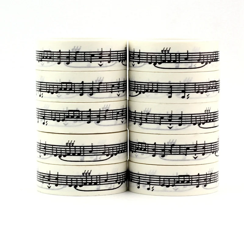 

High quality 10pcs/lot Black and White Music Note Washi Tapes DIY Decor Scrapbook Planner Adhesive Masking Tape Cute Stationery