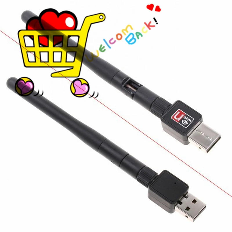 2pcs/ Lots Mini 150M USB WiFi Wireless Network Networking Card 802.11b/g/n LAN Adapter with Antenna Computer Accessories | Компьютеры и