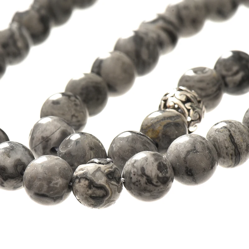 Natural Mapstone 8mm Prayer Beads Islamic Muslim Tasbih Allah Rosary Meditation Bead for Men Women jewelry 16inch F006 | Украшения и