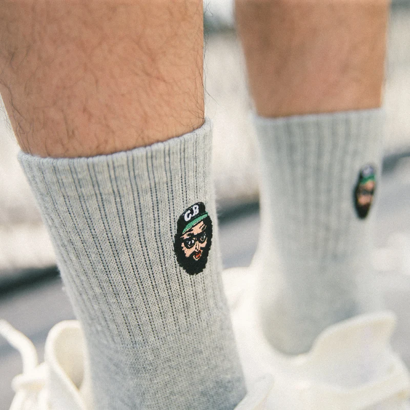 Winter Individuality Embroidery Pattern Extra Thick Towel Hipster Couple Sock Fashion Harajuku style Long Sox with Terry for men | Мужская