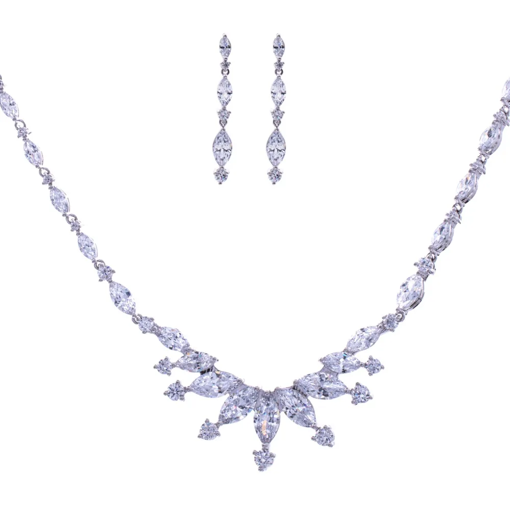 Новинка 2017 свадебное ожерелье для невесты с фианитом ААА набор серег высокое