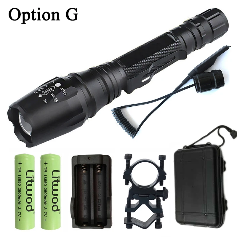 Option G Тактический светодиодный фонарь Litwod Z20V5 CREE XHP50, 8000 лм, масштабируемый, мощный, 2x18650, аккумулятор, мощный, фонарик для охоты - Испускаемый цвет: Option G