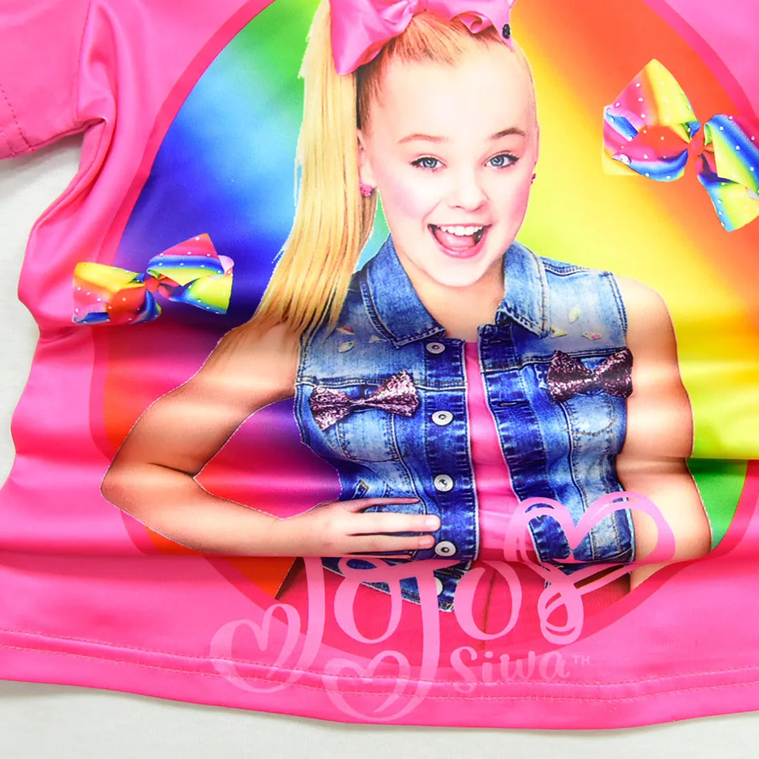 Летняя футболка для девочек розовые топы с рисунком Jojo Siwa Детские футболки с короткими рукавами, одежда для подарков, От 3 до 13 лет