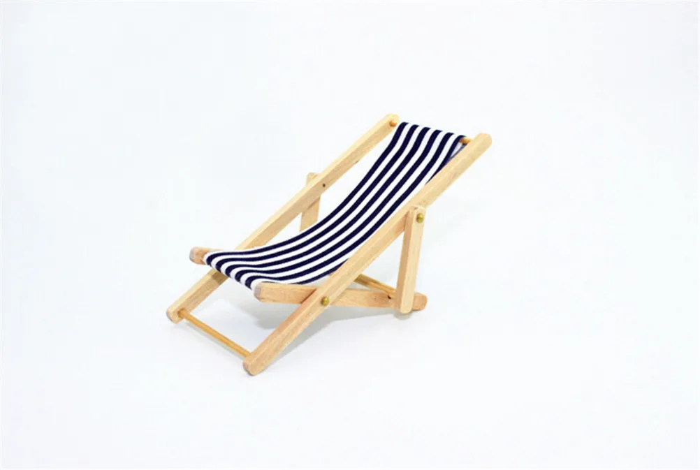 NEW 1:12 Scale Foldable Wooden Deckchair Lounge Beach Chair For Lovely Miniature Dolls House Color In Green Pink Blue | Игрушки и хобби