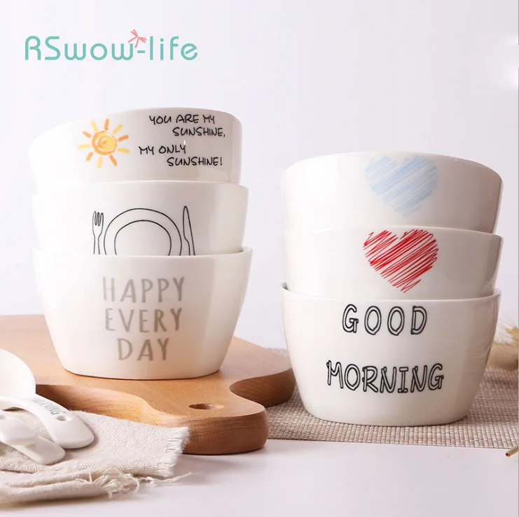 

Creative Cartoon Ceramic Bowl Household Square Bowl Hotel Dessert Bowl For Kitchen Bar Supplies