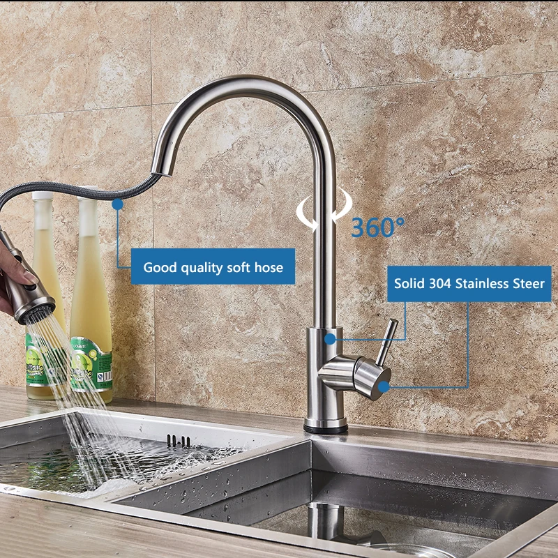 Pull Out Sensor Kitchen Faucet Stainless Steel Sensitive Touch Control Faucet Mixer For Kitchen Touch Sensor Kitchen Mixer Tap