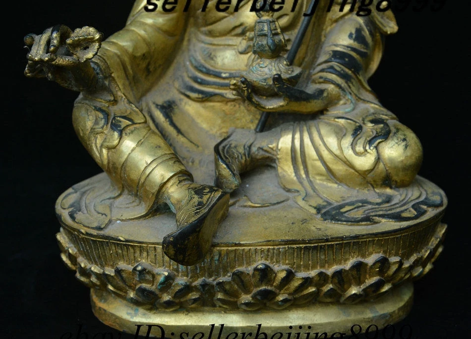 13 &quotТибетский буддизм Бронзовая позолота гуру Padmasambhava Rinpoche статуя Будды|Статуи и