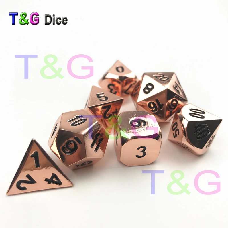7 шт./компл. набор металлических игральных костей d4 d6 d8 d10 d % d12 d20 RPG игральные кости