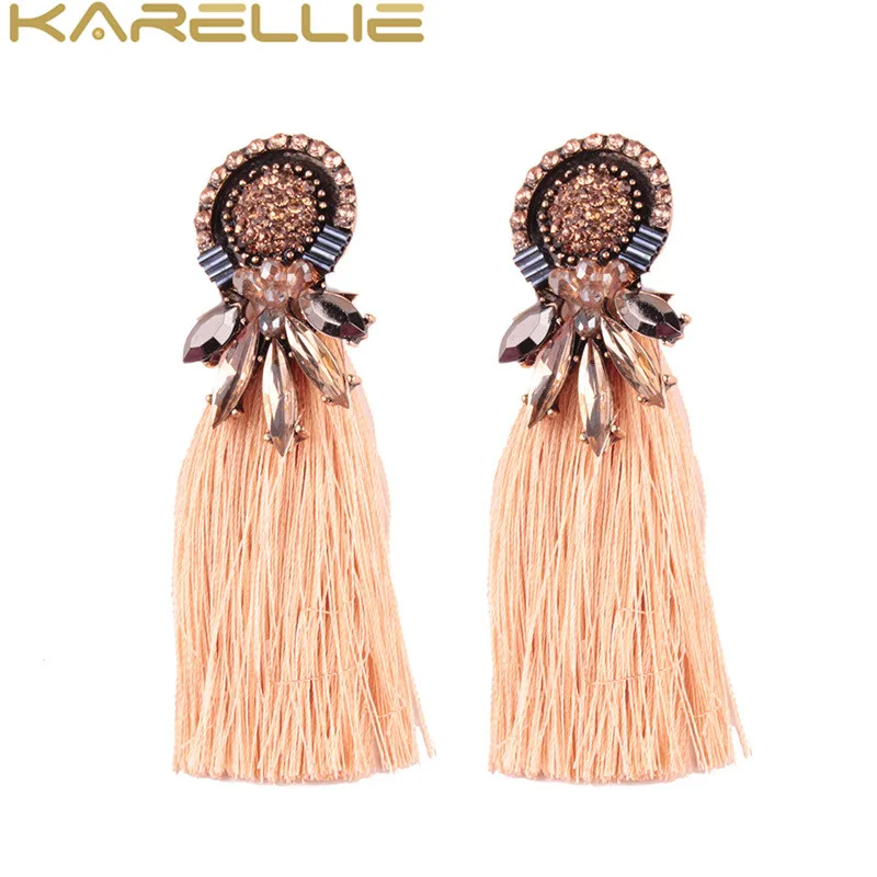 KARELLIE Women Hot Rhinestone Tassel Statement Earring Ethnic Drop Earrings for Gifts Fashion Party Jewelry Wholesale | Украшения и