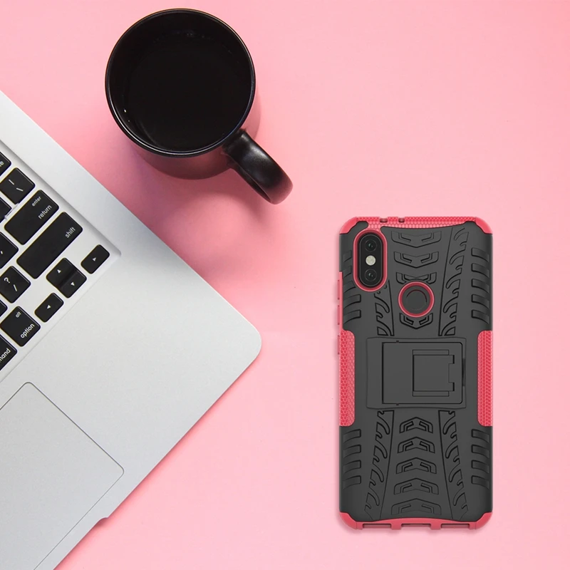 Heavy Duty Armor Case For Xiaomi Mi A2 Lite Cover Silicone Hybrid Hard Stand Bumper |