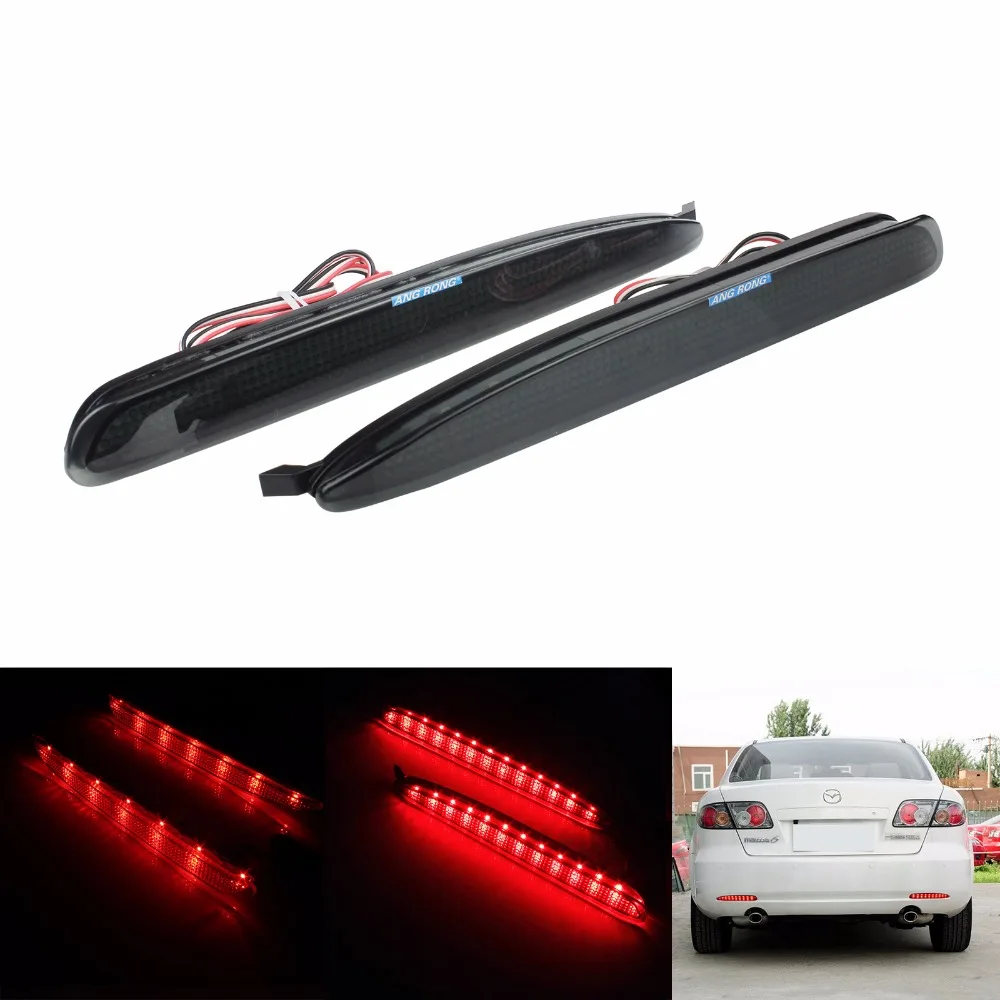 

ANGRONG 2x Black Rear Bumper Reflector LED Brake Stop Light For Mazda 6 Atenza Mazda6 GG 2003-2008(CA171)