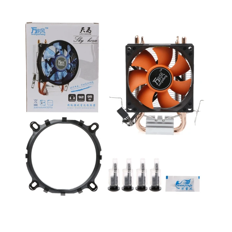 

2 Heatpipe Aluminium PC CPU Cooler Cooling Fan For Intel 775/1155/1151 AMD 754/AM2