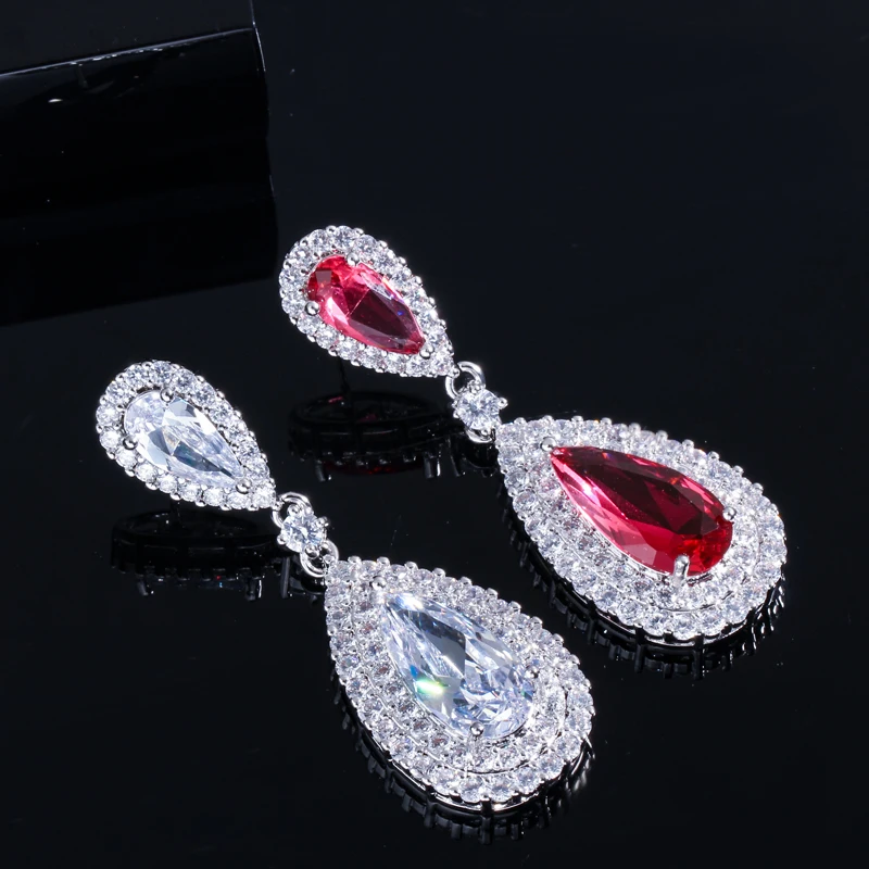 CWWZircons/Великолепная длинная королевская голубая серьга из белого кубического