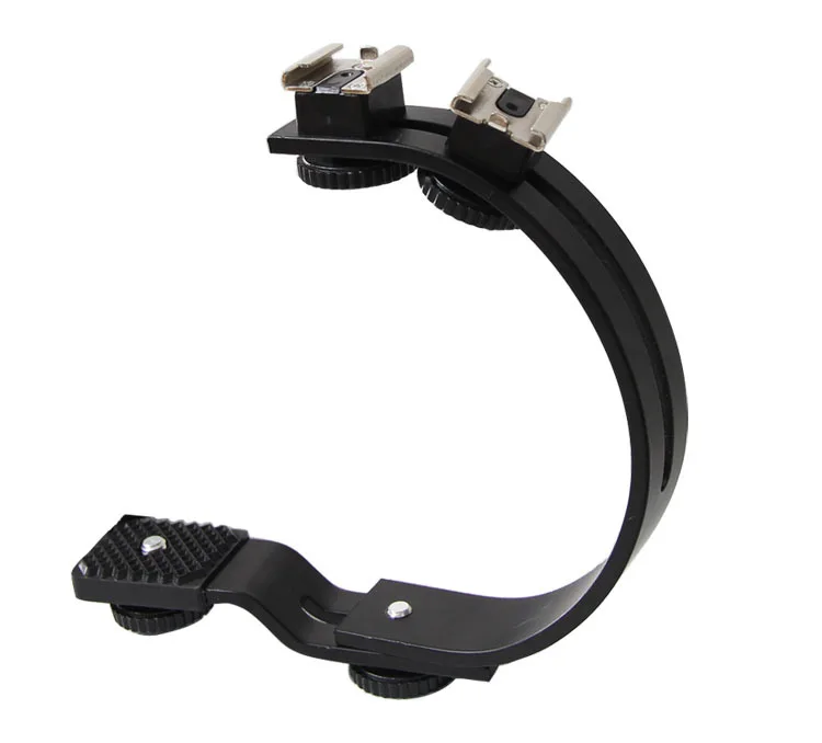 Новый c образный 2 горячий башмак двойной металлический кронштейн для вспышки