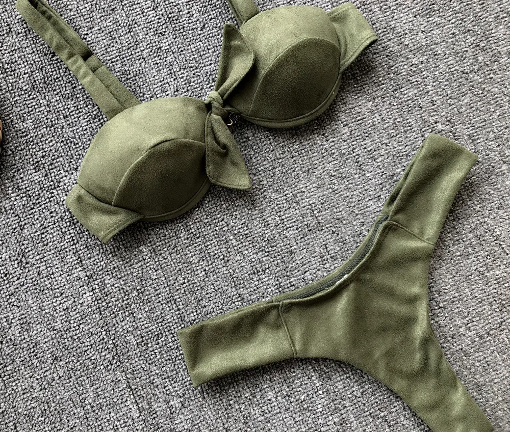 2019 новое бархатное бикини пуш ап набор женский купальник сексуальный с трусиками