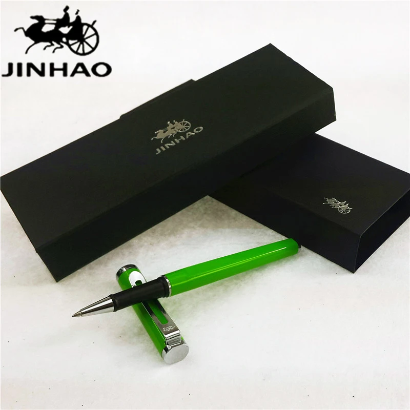 1 шт./лот JINHAO 799 Ролика Шариковая Ручка Jinhao Зеленый Ручки Серебро Клип Школьные