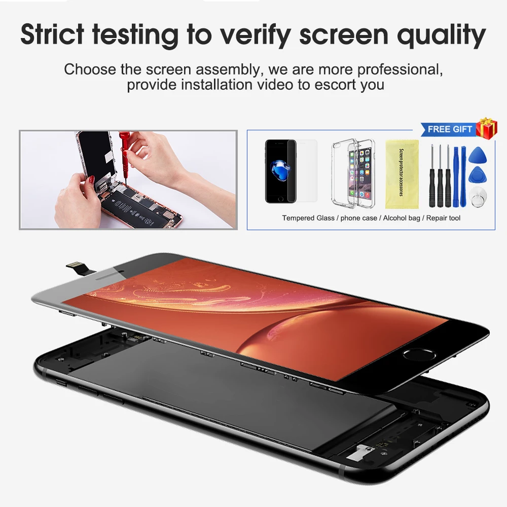 Черный/белый ЖК дисплей без битых пикселей для iPhone 6 6S Plus с 3D сенсорным экраном