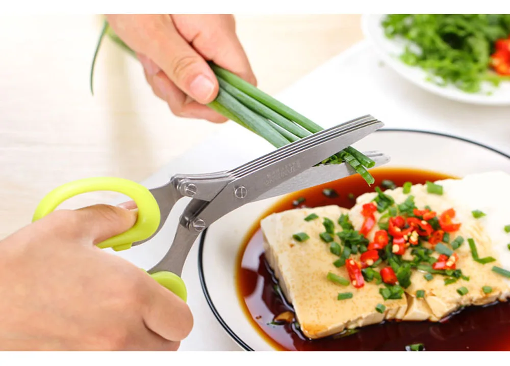 Cushawfamily Новинка 5 слоев нержавеющей стали Кухня нарезанный scallions ножницы с офис измельчения DIY Craft Ножницы