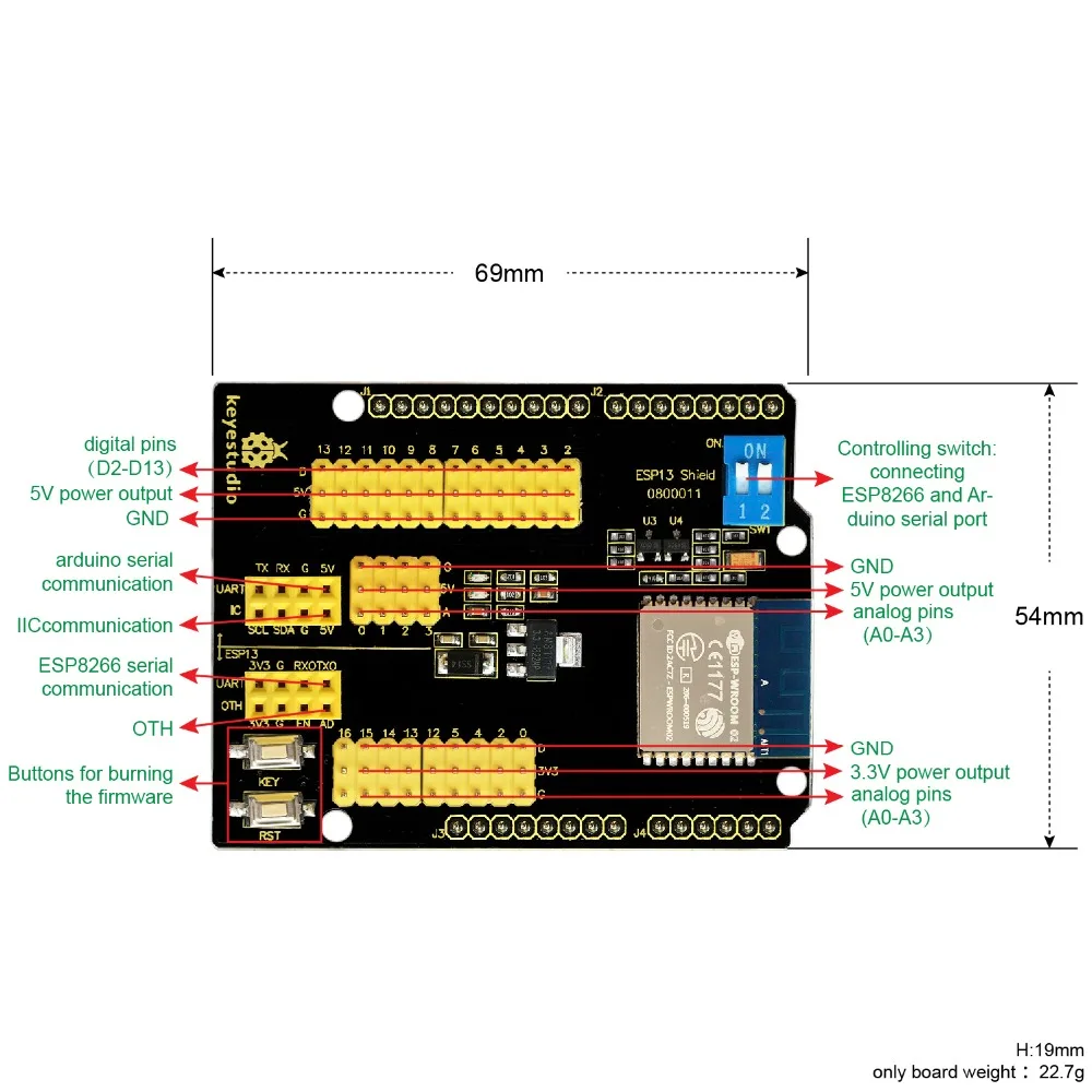 Новинка! Keyestudio ESP8266 веб сервер серийный Wi Fi модуль расширения ESP 13 для Arduino