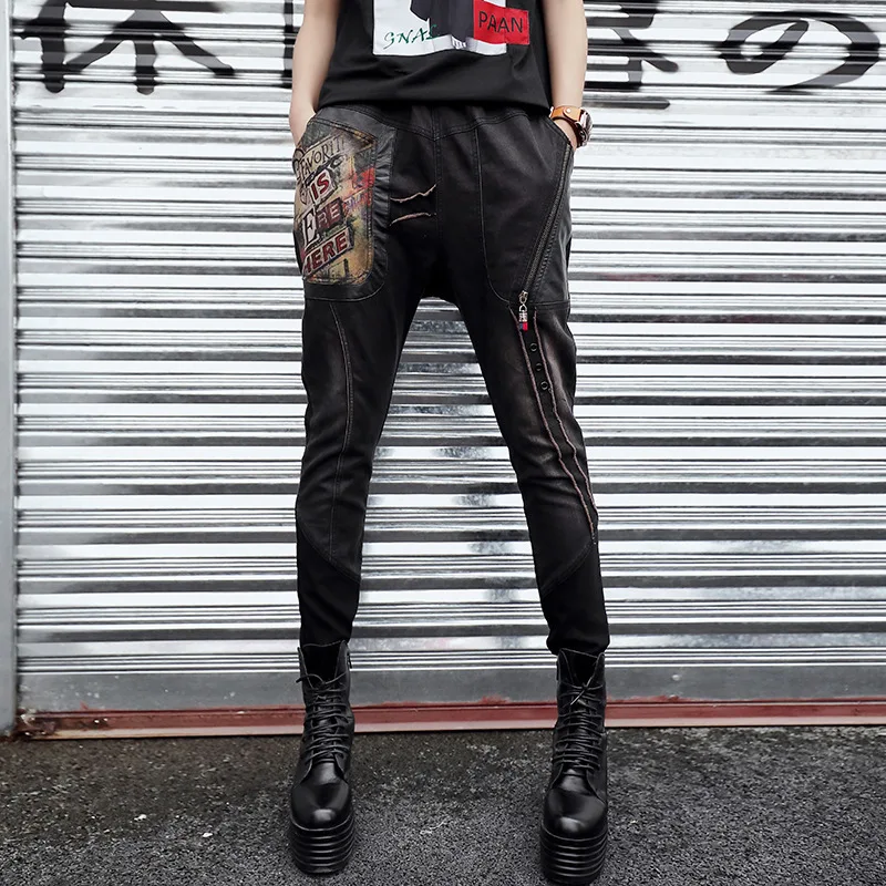 Max LuLu Autumn 2018 Fashion Korean Style Ladies Punk Cross Pants Womens 3d Printed Mom Jeans Black Push Up Woman Denim Trousers |