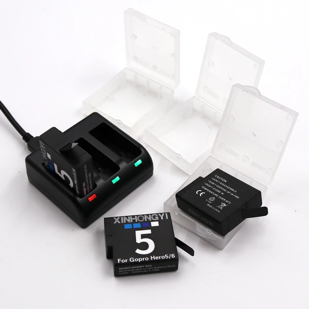 hero 7 аккумулятор 1600 мАч AHDBT-501 батарея для Gopro 7 батареи+ 3 порта зарядное устройство для GoPro hero 7 6 5 Go Pro hero 5 камера