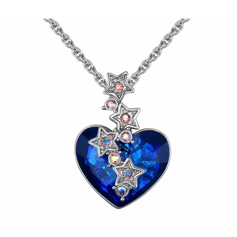 Классическое украшенное кристаллами из Swarovski элементов ожерелье с подвеской-сердечком со звездой дождя женские свадебные украшения