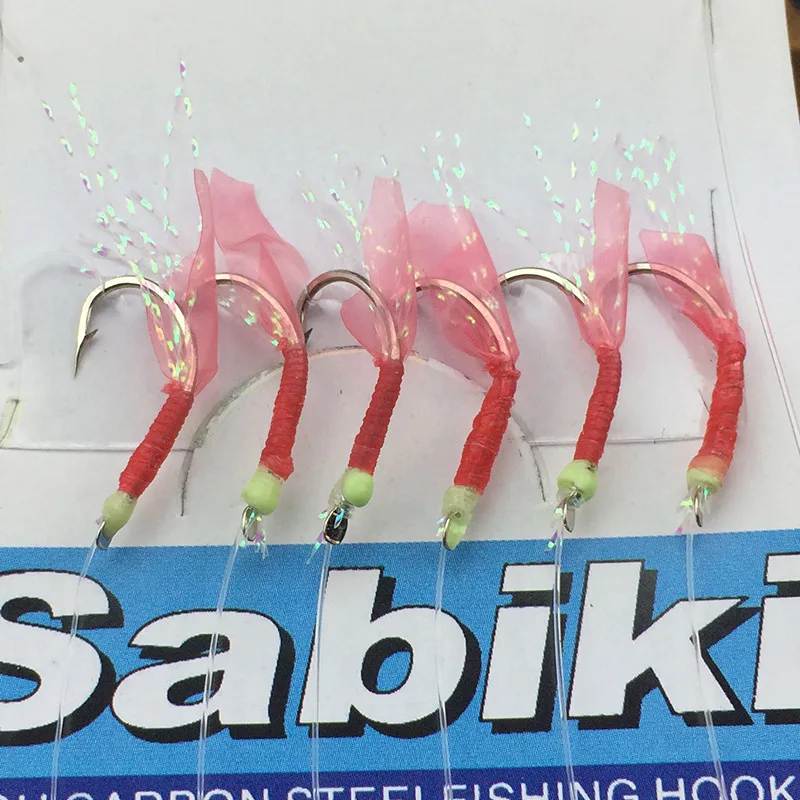 Minfishing 3 Pack Fishhooks with Luminous Bead Fish Skin Fishy Smell Pesca Combination String Hook + Barrel Swivel Size 8~15# | Спорт и
