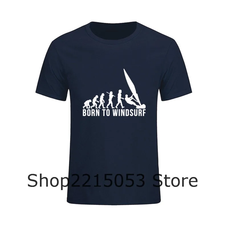 Винтажные мужские футболки Born To Windsurf Evolution из хлопка Camisetas Masculina 2017 floyd Evangelion
