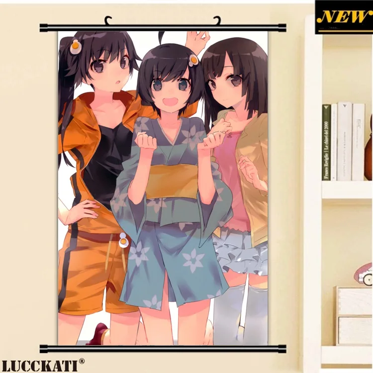 D 40X60 см Monogatari серии ИСТОРИЯ Bakemonogatari Лолита лоли мультфильм аниме стены прокрутки картина росписи плакат ткань холст живопись - Цвет: D