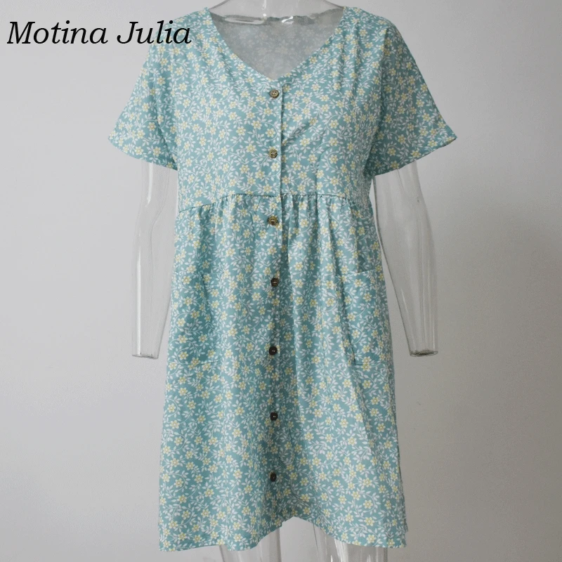 Motina Julia 2019 летнее платье с цветочным принтом женское v-образным вырезом на