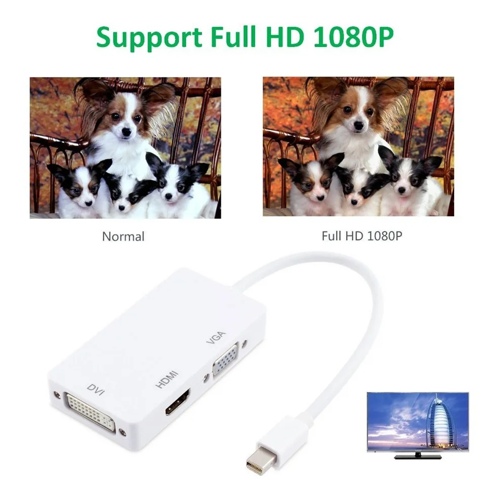 Водонепроницаемый мини Displayport DP к HDMI VGA DVI аудио Thunderbolt совместимый 1080 P