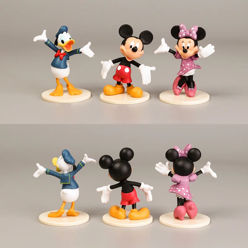 6pcs/set Mickey Mouse Cartoon Dolls for Cake Decorating Minnie Donald Duck Birthday Party Supplies Kids Gift For Children
